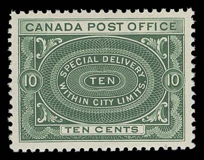 CANADA  E1a,A post office fresh mint single, very well centered and with pristine original gum; a beautiful stamp as fresh as the day it was printed, XF NH