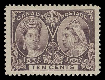 CANADA  56, 57,Two amazing mint singles, extremely well centered with superb margins, both with equally impressive deep colour; a wonderful duo for a collector seeking exceptional stamps without paying the substantial premium for NH status, XF VLH GEM