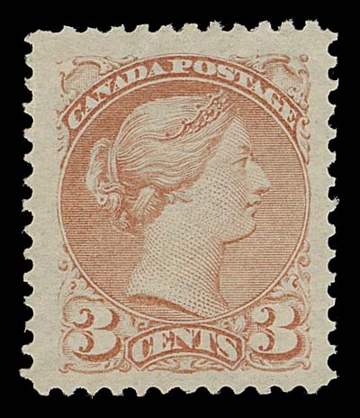 CANADA  37 shade,A fabulous mint singe displaying printed in a remarkable and very distinctive shade, the impression, paper and original gum are typical of 1880s printings, well centered within large margins and possessing full unblemished original gum; a great stamp, VF+ NH JUMBO
