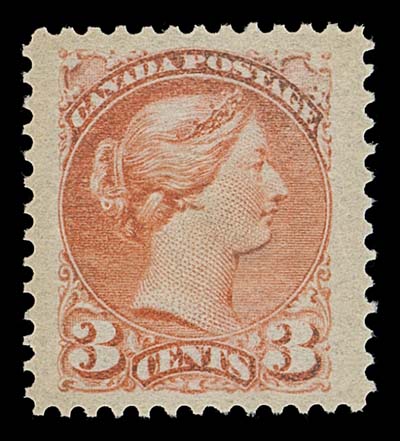 CANADA  41,A remarkable mint single with superior centering amidst enormous margins, vivid colour on fresh paper and full pristine original gum. A visually striking stamp, XF NH JUMBO; 2013 Greene Foundation cert.