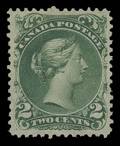 CANADA  24b,A choice, well centered unused example in the characteristic deep shade on associated with this first printing, VF; 1988 RPS of London cert. (identified as "grass green" as listed in Gibbons)