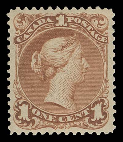 CANADA  22,An exceptional mint single with intact perforations, large part OG, superbly centered with incredible colour, XF