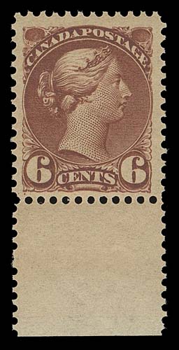 CANADA  43,Lower margin mint single, well centered for this difficult stamp, with attractive deep rich colour and full original gum, VF NH