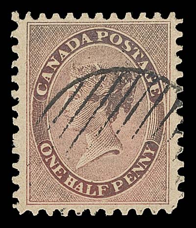 CANADA FAKES AND FORGERIES  Engraved Oneglia forgeries on cream coloured paper with added perforations and cancels. An appealing and elusive set, ideal for reference