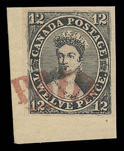 CANADA FAKES AND FORGERIES  Four different forgeries, includes an engraved Oneglia with fake horizontal laid lines and grid cancelled; plus Peter Winter forgery "sheetlet" of two tête-bêche blocks of four, offset printed in black on yellowed paper.