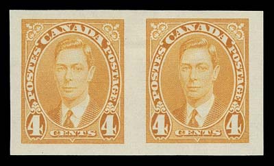 CANADA  231c-236a,Selected set of six mint imperforate pairs with large margins, fresh colours and full original gum, VF LH