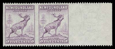 NEWFOUNDLAND  257b,A well centered mint horizontal pair imperforate vertically, sheet margin at right, VF NH