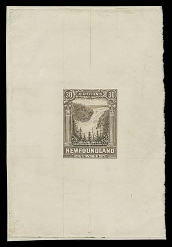 NEWFOUNDLAND  182,Large Die Proof in olive brown, colour of issue, on unwatermarked wove paper 56 x 83mm, showing die sinkage on three sides, scarce, VF