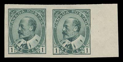 CANADA  89a, 91a, 92a, 93a,A selected set of four imperforate pairs, all with large margins and true rich colours, ungummed as issued, VF-XF