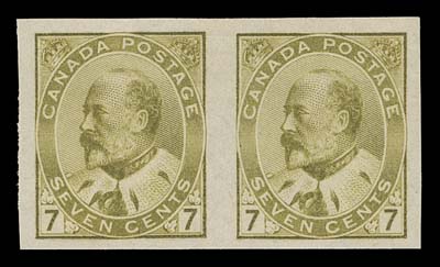 CANADA  89a, 91a, 92a, 93a,A selected set of four imperforate pairs, all with large margins and true rich colours, ungummed as issued, VF-XF