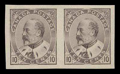 CANADA  89a, 91a, 92a, 93a,A selected set of four imperforate pairs, all with large margins and true rich colours, ungummed as issued, VF-XF