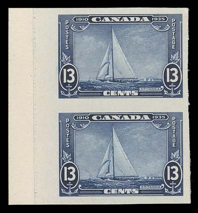 CANADA  211-216,The set of six plate proof pairs on card mounted india paper; 1c, 2c & 5c in horizontal format, others vertical, VF