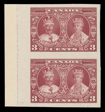 CANADA  211-216,The set of six plate proof pairs on card mounted india paper; 1c, 2c & 5c in horizontal format, others vertical, VF