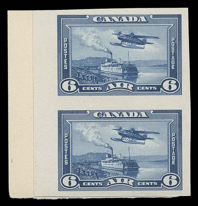 CANADA  241-245, C6,The complete set of five plate proof pairs including the airmail (13c does not exist), printed in the issued colours on card mounted india paper with sheet margin at left. All in standard format - 10c horizontal and others vertical. VF