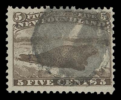NEWFOUNDLAND  25,An attractive used example of this challenging stamp, quite well centered for the issue and displaying intact perforations and a neat circular segmented cork cancel, VF