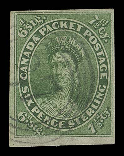 CANADA  9,An attractive single with well clear to very large margins, nicely used with quite clear four-ring 