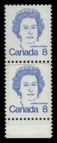 CANADA  593variety,Lower margin mint vertical pair showing a double paper variety covering nearly the full length of lower stamp and well into margin. Most unusual and the first one we have seen on this particular stamp, VF NH