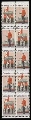 CANADA  693c,Mint vertical block of ten showing a dramatic horizontal perforation shift, part imperforate vertically along second row; small tear on bottom left stamp of no importance and well away from the key block, VF NH
