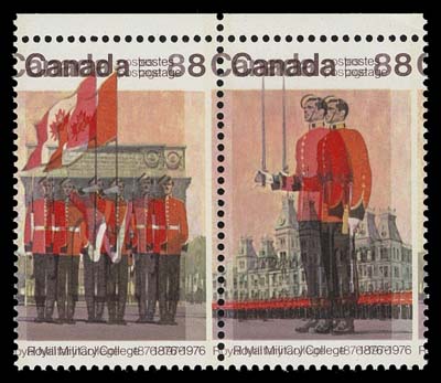 CANADA  693d,Mint se-tenant pair in immaculate condition showing the dramatic double impression in error. A coveted and striking Canadian modern error, VF NH