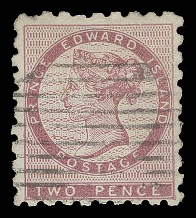 PRINCE EDWARD ISLAND  1 variety,The rare DIE II, an attractive used single with light, centrally  struck grid cancellation, this die occurs only once in the sheet  of 60 (Position 15), tiny tear at right is barely discernible,  quite well centered and displaying bright colour,  F-VF (SG 2a  £1,000)