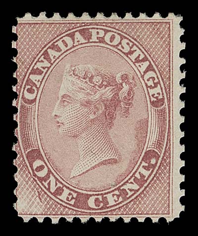 CANADA  14iv,An unused example showing the best and most prominent type of the "Q" Flaw (Pos. 38) (Whitworth Flaw 1a) with very visible plate  flaw below "O" and also a strong short entry at lower left.  Rarely seen in unused condition, Fine+