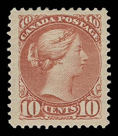 CANADA  45,An impressive mint example in the true shade of the last printing, exceptionally rich colour, precise centering with large margins, full original gum; a premium stamp, XF LH; 2017 Greene Foundation cert. ex. Bill Simpson (Part III, October 1996; Lot 1633)