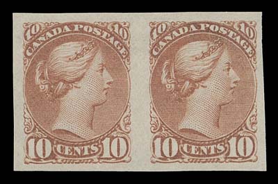 CANADA  45c,A bright, fresh mint imperforate pair with large margins, ungummed, VF