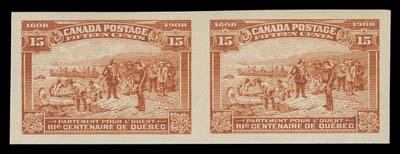 CANADA  102a,A large margined and unusually choice mint imperforate pair, exceptionally fresh with full pristine original gum, XF NH