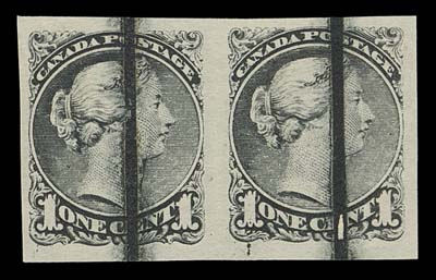 CANADA  35,Plate proof pair on wove paper with vertical defacement lines, VF (Unlisted in Unitrade catalogue)