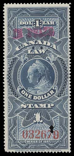 CANADA REVENUES (FEDERAL)  FSC30,Mint and used singles with red serial "031031" and "032679" number respectively, former with tiny hinge thin, latter with single punch cancel, Fine+ (Van Dam cat. $1,900)