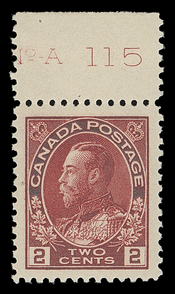 CANADA  106iii,An impressive mint example, precisely centered with oversized  margins, plate number in margin which is VLH, stamp is XF NH