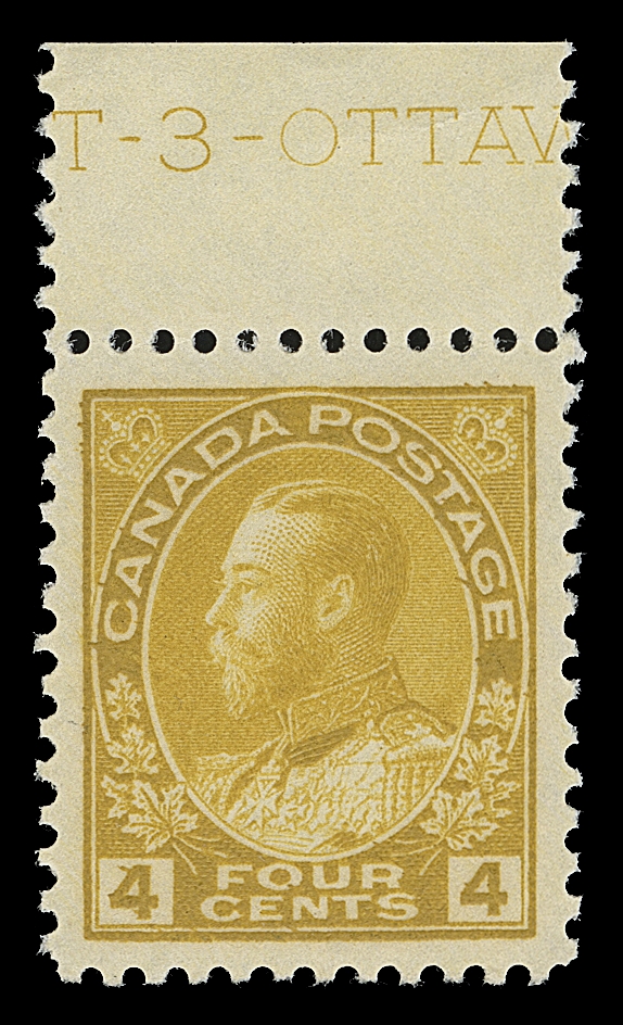 CANADA  110c,A premium mint example of this sought-after shade with vivid colour, very well centered with plate number in top margin, full immaculate original gum; a great stamp in all respects, XF NH