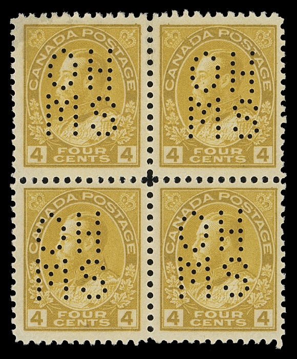 CANADA  OA110 shade,A nicely centered mint block with rich colour, lower pair is NH, attractive and striking, rarely seen mint let alone in a block, VF LH; 2010 Greene Foundation cert. 