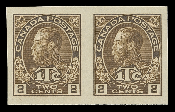 CANADA  MR4b,Imperforate pair, ungummed as issued, fresh with extraordinarily large margins, XF
