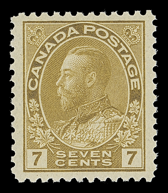 CANADA  113b,A premium mint single of this notoriously difficult stamp, unusually well centered with intact perforations and exceptional uniform colour associated with this first printing, VF+ NH; 2021 PSE cert. (Graded VF-XF 85), 2017 Greene Foundation cert.