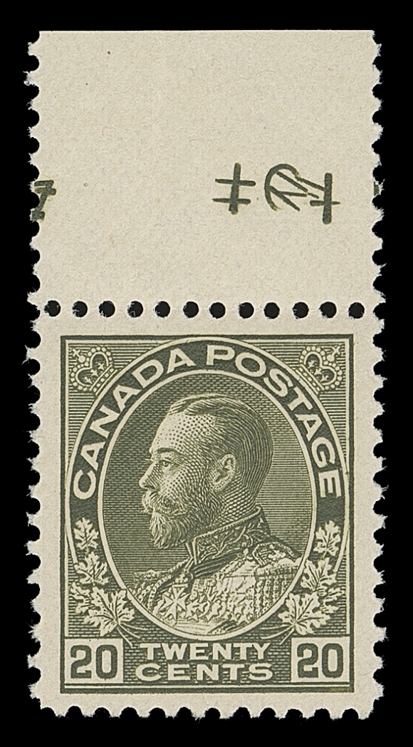 CANADA  119d,A superb mint single from Plate 1, order numbers in margin; remarkable colour, with balanced margins and full immaculate original gum, XF NH GEM; 2018 Greene Foundation cert.

