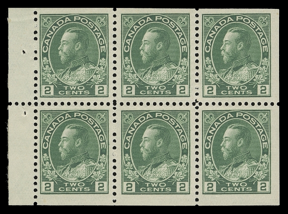 CANADA  107c,An unusually nice mint booklet pane of six, rich colour, and well centered, VF+ NH