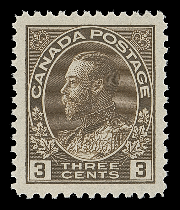 CANADA  108,A superbly centered mint single with balanced large margins, dark rich colour and full pristine original gum, XF NH; 2020 PSE cert. (Graded Superb 98J; the highest graded wet printing example)