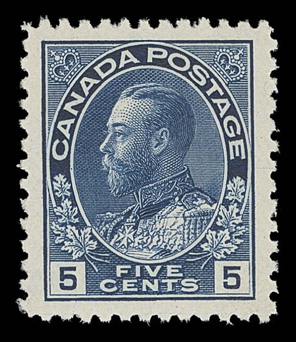 CANADA  111a,A spectacular mint single displaying the characteristic impression and perforations associated with this elusive First Printing, exceptional centering and radiant colour on fresh paper, unusually intact perforations and full immaculate original gum. A condition rarity that easily ranks among the toughest stamps of the entire Admiral series to find in such high quality, XF NH GEM; 2021 Greene Foundation cert. and 2021 PSE cert. (Graded as XF-Sup 95 as 111; omitting the nomenclature that stamp is from the elusive first wet printing)