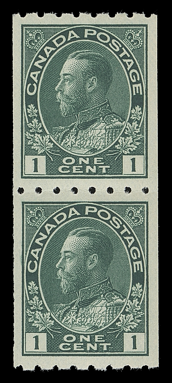 CANADA  123-124,Set of two mint coil pairs in selected quality, both unusually well centered with intact perforations and full pristine original gum. A beautiful set nearly impossible to improve upon, XF NH