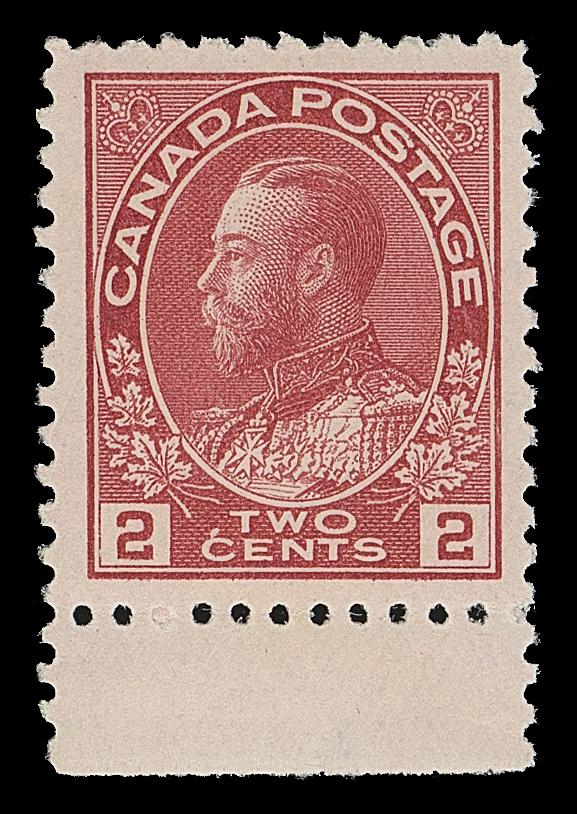 CANADA  106b + variety,A very well centered mint example of this difficult shade that originates from Plate 2, showing "accent" over "C" of "CENTS" (position 93 or 94 according to Reiche), brilliant fresh colour and full unblemished original gum. A desirable stamp in this lofty condition and with the variety, VF NH; 1995 Greene Foundation cert.