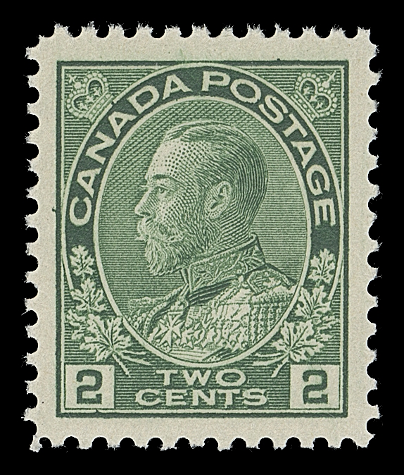 CANADA  107 shade,A remarkable mint example, superbly centered and displaying the characteristic shade of the first printing, post office fresh with full unblemished original gum; XF NH GEM