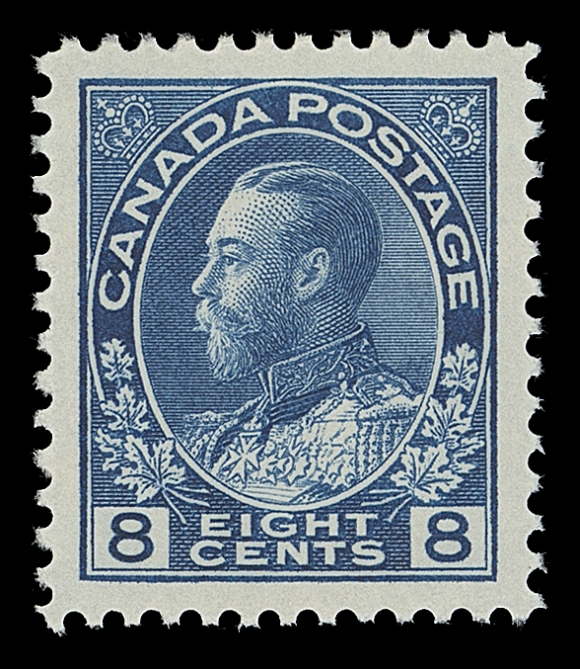 CANADA  115,A post office fresh mint single with superb centering and oversized margins, unusually deep colour, XF NH GEM; 2020 PSE cert. (Graded Gem 100J; the highest graded 8 cent stamp)