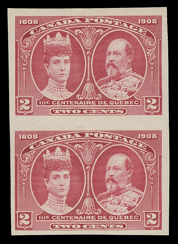 CANADA  96a-103a,An attractive set of eight mint imperforate pairs with ample to very large margins; ½c with couple small gum thins, otherwise choice with full original gum, hinged to lightly hinged, VF+
