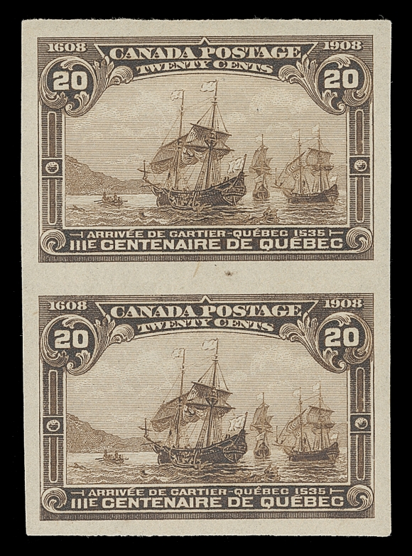 CANADA  96a-103a,An attractive set of eight mint imperforate pairs with ample to very large margins; ½c with couple small gum thins, otherwise choice with full original gum, hinged to lightly hinged, VF+