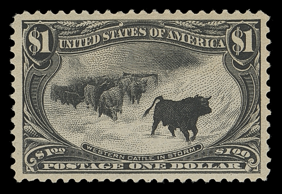 USA  292,An extremely well centered mint single with well-balanced margins, deep rich colour on fresh paper, full original gum with only a light trace of a hinge mark. A premium example of this sought-after stamp, XF LH; 2001 PSE cert. & 2020 PSE cert. (Graded XF 90; SMQ $1,750)