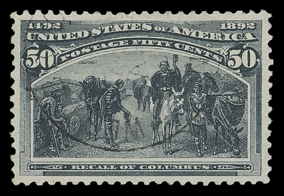 USA  240,A superbly centered used single, hardly discernible corner perf crease, brilliant colour on pristine fresh paper showing large portion of "West Broo... NY" datestamp, XF; 2008 PSE cert. (Graded XF 90; SMQ $450)