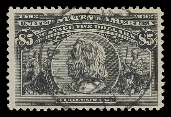 USA  245,A select used example, very well centered with wide margins, rich colour and razor-sharp impression on pristine fresh paper, displaying a remarkable socked-on-nose New York State MAR 26 1895 CDS postmark. A beautiful stamp with great eye-appeal, VF+; 2005 PF cert.
