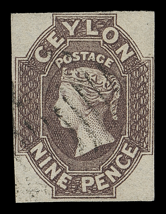 CEYLON  9,A beautiful, select used single with ample margins, rich colour and light grid cancel; difficult to find, VF; 1992 RPS of London cert. (SG 8 £900)
