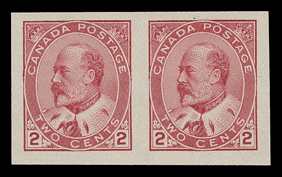 CANADA  89a-93a, 90A,The complete set of imperforate pairs including the elusive 2c Type I design (Plate 1); the 1c is corner marginal. All are choice VF-XF and ungummed as issued